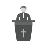 Speaking on Funeral Flat Greyscale Icon vector