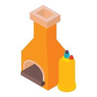 Blacksmith oven icon, isometric style vector