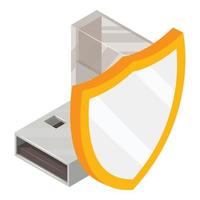 Usb protection icon, isometric style vector