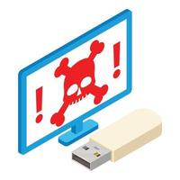 Ddos attack icon, isometric style vector