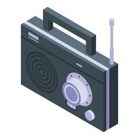 Radio playlist icon, isometric style vector