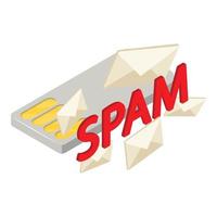 icono de ataque de spam, estilo isométrico vector