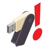 Usb error icon, isometric style vector