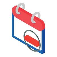 Calendar delete icon, isometric style vector