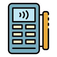 Nfc payment terminal icon color outline vector