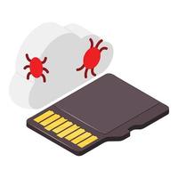 Cloud bug icon, isometric style vector