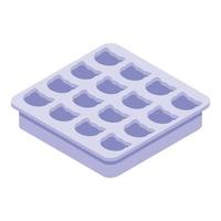 Cat face ice tray icon, isometric style vector