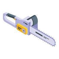 Metal electric chainsaw icon, isometric style vector