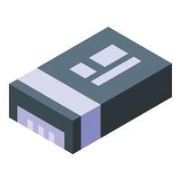 Computer capacitor icon, isometric style vector