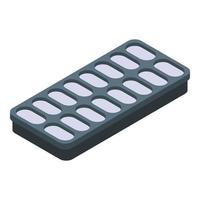 Full ice cube tray icon, isometric style vector