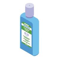 Blue mouthwash bottle icon, isometric style vector