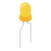 Diode capacitor icon, isometric style vector