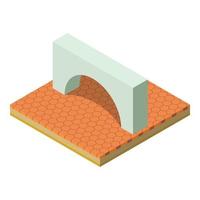 Corinthian arch icon, isometric style vector