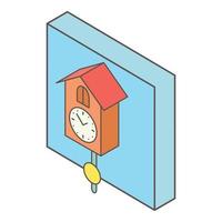 icono de reloj de cuco, estilo isométrico vector