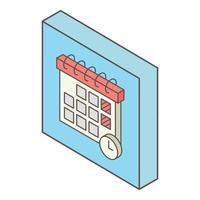 Calendar time icon, isometric style vector