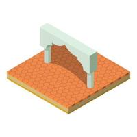 Indian arch icon, isometric style vector