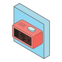 Digital alarmclock icon, isometric style vector