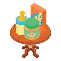 Baby food icon, isometric style vector