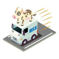 Milk delivery icon, isometric style vector