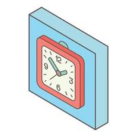 Square clock icon, isometric style vector