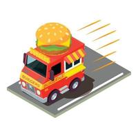 Burger delivery icon, isometric style vector