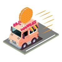 Waffle delivery icon, isometric style vector