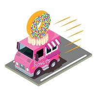 Donut delivery icon, isometric style vector