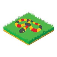 Coral snake icon, isometric style vector