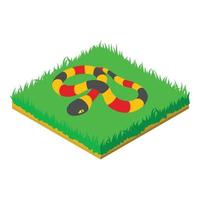 Coral snake icon, isometric style vector