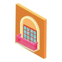 icono del balcón del hotel, estilo isométrico vector