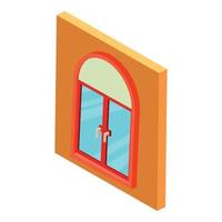 Arched window icon, isometric style vector