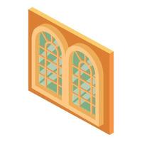 icono de ventana de palacio, estilo isométrico vector