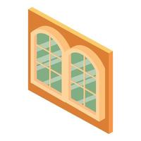 Castle window icon, isometric style vector