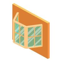 icono de ventana de bahía, estilo isométrico vector