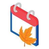 Autumn calendar icon, isometric style vector