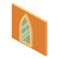 icono de ventana gótica, estilo isométrico vector