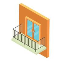 Rectangular balcony icon, isometric style vector