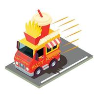 Fastfood delivery icon, isometric style vector