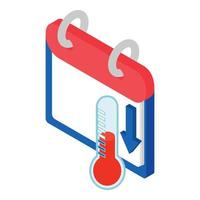 Weather calendar icon, isometric style vector