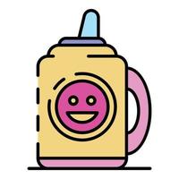 lindo sippy cup icono color contorno vector