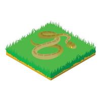 icono de serpiente de hierba, estilo isométrico vector