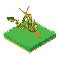Green python icon, isometric style vector