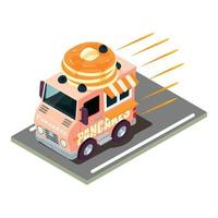 Pancake delivery icon, isometric style vector