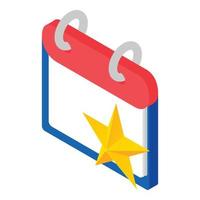 Star calendar icon, isometric style vector