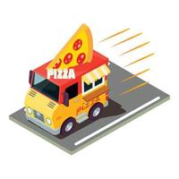 Pizza delivery icon, isometric style vector