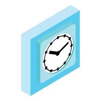 Blue clock icon, isometric style vector