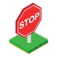 Stop sign icon, isometric style vector