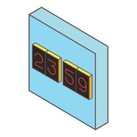 Flip clock icon, isometric style vector