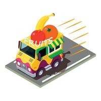 Fruit delivery icon, isometric style vector