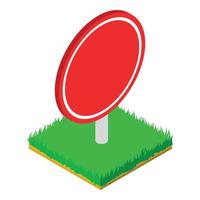 Red roadsign icon, isometric style vector